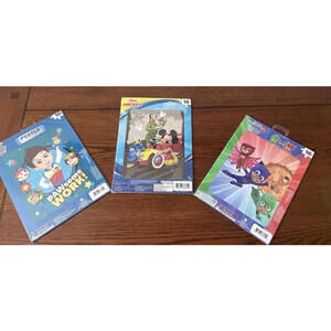 Lot of 3 Framed Puzzles Disney Junior Mickey & Pomasks & Paw Patrol 16 Pieces